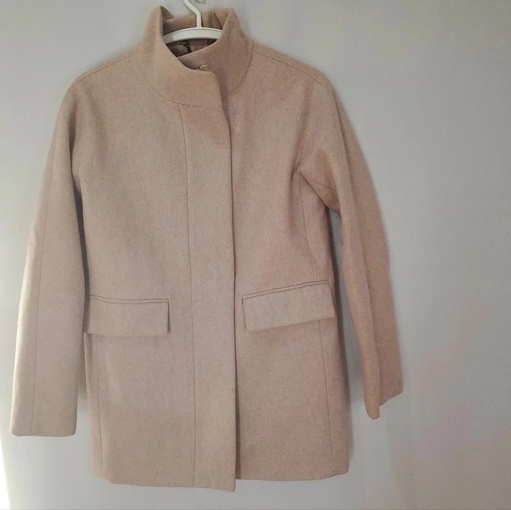 J. Crew Wool Blend Tan City Coat Size 2 Academia Style - Picture 5 of 15